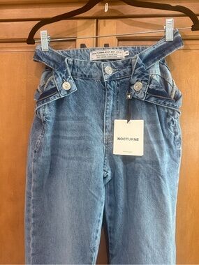 Nocturne Blue cut- out side Straight Leg Jeans 38/ best for small-medium
